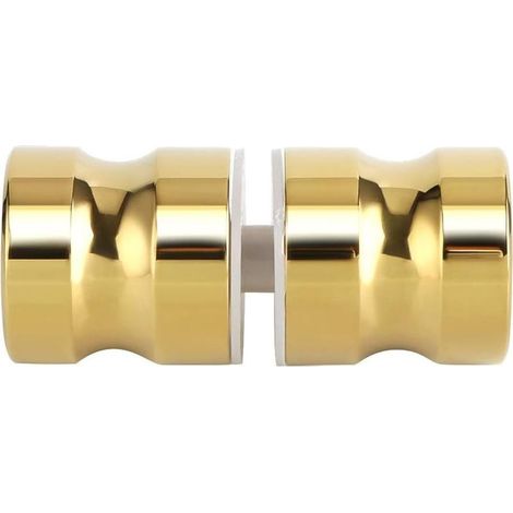 Poignées de Porte Multilatéral de Douche Rondes en Verre, en Acier Inoxydable, Poignées Rechange pour Cabine de Douche, Écran de Douche, Or (1/5)