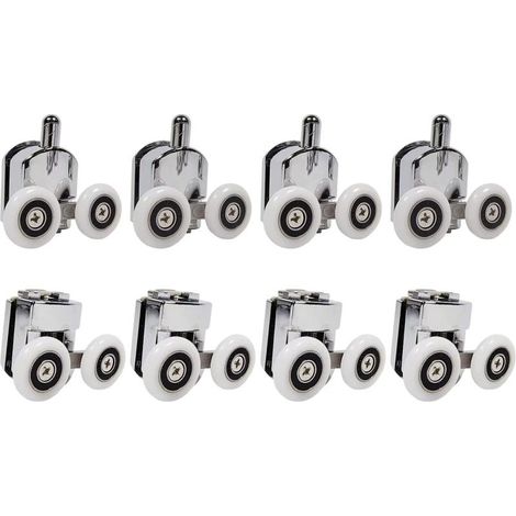 4er Set Doppelrollen für Duschwand 25 mm, Ersatzteile Badezimmer, für Glasschiebetür (1/5)