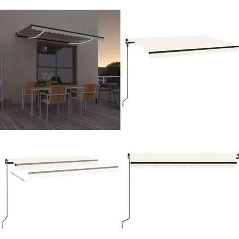 Auvent manuel rétractable avec LED 450x300 cm Crème - Auvent Retractable - Abri Extérieur - Parasol - Pergola - Terrasse Couverte - Home & Living (1/5)