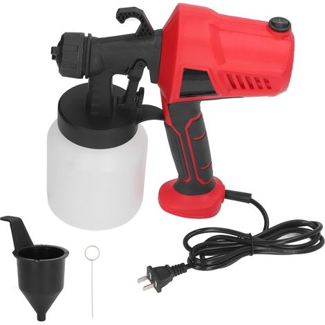 Tragbare elektrische Farbspritzpistole, 800 ml, 2,5 mm Düse, einstellbarer Durchfluss, rot, 110 V (US-Stecker)