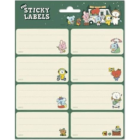 Grupo Erik - Pack de 16 Étiquettes Autocollantes de 8 x 4 cm, BT21 Étiquettes Scolaires, Étiquettes de Noël, Étiquettes pour