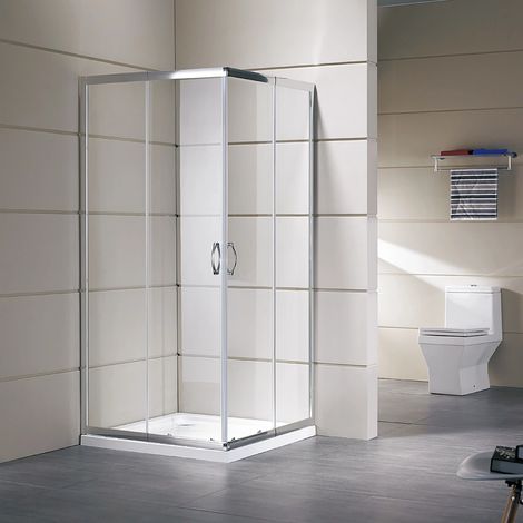 Box Doccia Vetro Trasparente Anticalcare Temperato 4MM Apertura Angolare Doppio Scorrevole H185 70 x 90 x h185 cm (1/5)