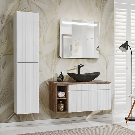 Set di mobili da bagno con lavabo Zelie bianco 100cm