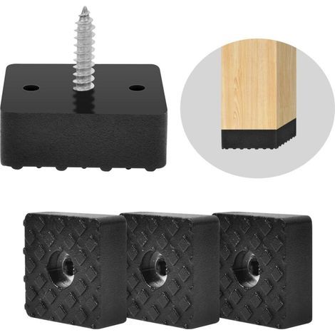20 Pièces Pieds De Meubles Noirs Pieds Carrés En Caoutchouc Embouts De Pieds Pour Chaises De Jardin Adaptés À Tous Types De Meubles, Antidérapants, Tenir À L'Écart Des Sols Humides, Protéger Les (1/5)