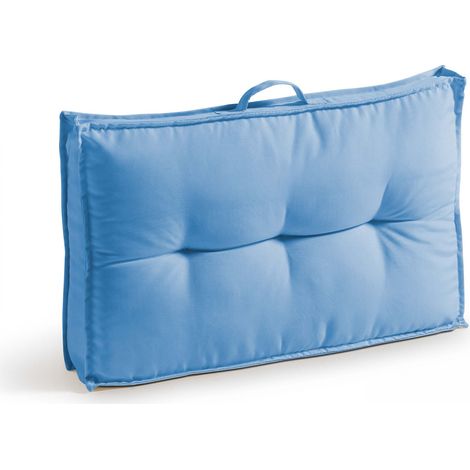 Oviala – Coussin palette matelassé 60 x 40 cm – Tissu polyester 170 g/m² résistant UV – Rembourrage triple épaisseur – Poignée de transport - BLEU 60 X