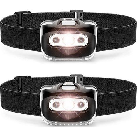 Lot de 2 phares LED pour le camping, l'alpinisme, la pêche de nuit, le cyclisme et la course à pied nocturne. (1/5)