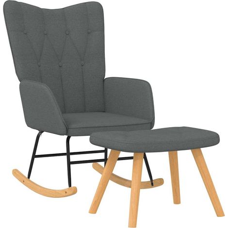 Maison Exclusive - Schaukelsessel mit Hocker Dunkelgrau Stoff