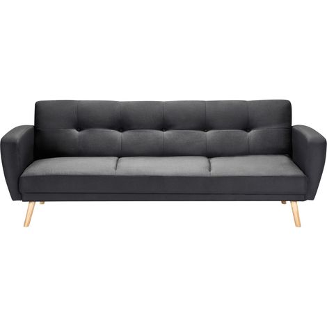 Schlafsofa 3-Sitzer FLORLI Stoff Schwarz