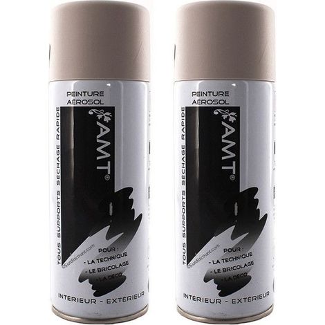 Peinture Acrylique en Spray - AMT - Bombe de Peinture - Lot de 2 - Gris Clair Mat - 330ml