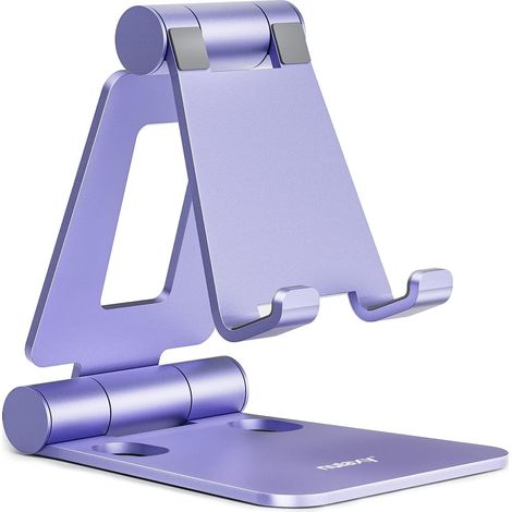 Support Téléphone Pliable - 1 Unité - Aluminium - Réglable Et Stable - Bureau Et Voyage - Violet (1/5)
