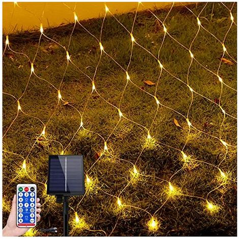 Filet Lumineux Solaire Außen 6x4m Chaîne leuchtend 480LED weiß warm mit 8 Modes grün Foncé Lumières von Noël zu/bei l ' Außen und zu/bei l ' Innen