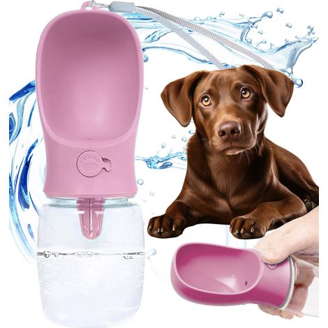Reiseflasche für Hunde, 350 ml, rosa