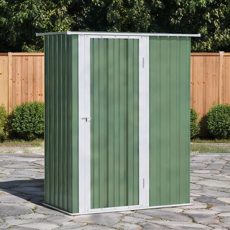 Cabane de rangement compacte en acier vert 142 x 84 x 189 cm (1/5)