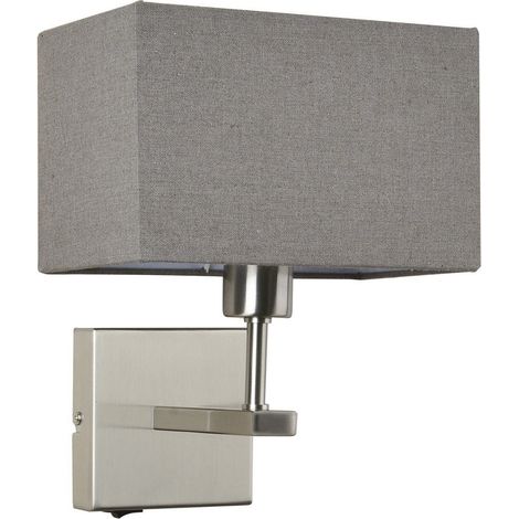 Italux Norte - Lampe de chevet moderne nickel 1 lumière avec abat-jour rectangulaire gris, E27