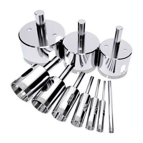 10 Pcs ensemble de scie-cloche, coupeur de trou de tuile, Scie diamantée (Outils de solvant pour le verre, la porcelaine, la céramique, la pierre de granit) 6-50mm (1/5)