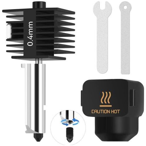 A1 Mini High Temp&Fast Speed Hotend 0.4mm avec Groove and Wrenches Buse en Acier Trempé+Bloc Chauffant en Laiton Chromé+Chaussette en Silicone Compatible with Bambu Lab A1&A1 MiniI mprimantes 3D (1/5)