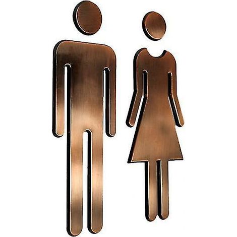 Lot de 20 plaques WC homme & femme, panneaux toilettes salle de bain, signalétique bronze, déco murale salle d'eau, enseigne rétro pour sanitaire, 10x chaque sexe (1/2)
