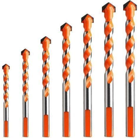 7 Pieces Tungsten Carbide Masonry Drill Bits, Multi-Material Triangle Drill Bit Metal Drilling for Tile Concrete Brick Glass Plastic Marble Mirror Wood Diamond (3/4/5/6/8/10/12 (1/3)