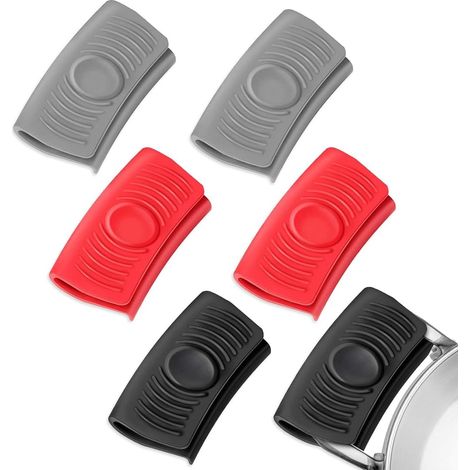 3 pares de asas universales de silicona aislantes, fundas térmicas extraíbles para cacerolas. (1/5)