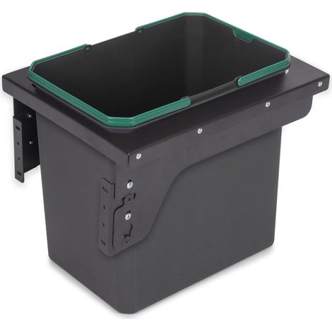 Poubelle de recyclage pour la cuisine avec montage latéral, 1x35L, Acier et Plastique, Plastique gris antracite (1/5)