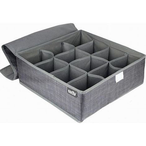 Cleafe - Portaoggetti Tessuto Organizer Contenitore Biancheria 12 Posti 32x32x12 Cm 69718 - (1/4)