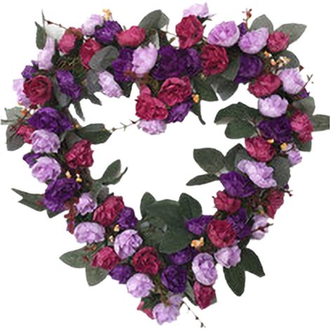 Guirlande En Forme De Cœur - Roses Artificielles - Décoration Intérieure Et Extérieure - 1 Pièce (1/2)