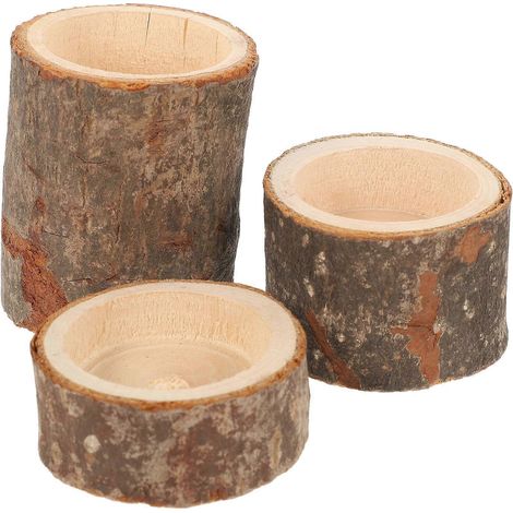 Lot de 3 bougeoirs en bois pour table, porte-bougies chauffe-plat et ornements-5.8X5.8CM