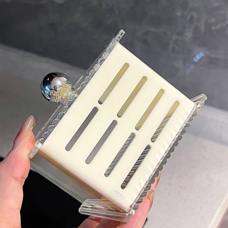 Wandorganizer ohne Bohren, Aufbewahrungsbox aus Polypropylen für Kosmetik- und Hygieneartikel, Maße 9 x 6,5 x 12,2 cm, milchweiß, Modell WM-Store Box, 1 Stück (1/5)
