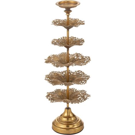 Bougeoir Déco en Métal "Arbre" 62cm Or (1/5)