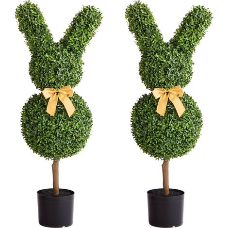Boule en buis synthétique en forme de lapin, ensemble de 2,914 mm, décoration réaliste pour jardin, balcon, terrasse et intérieur (1/5)