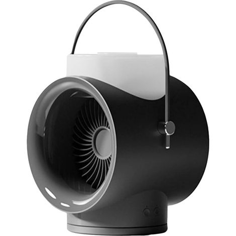 Ventilador portátil recargable por USB, humidificador oscilante de 3 velocidades con luz nocturna de aromaterapia, batería integrada, color negro - KZQ (1/2)