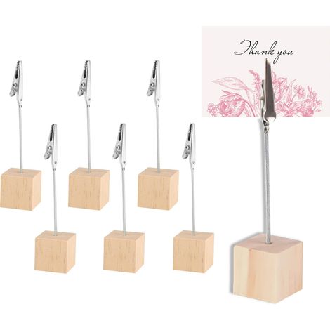 Porte Photo 6pcs, Mémo et Porte-clips Message, Porte Photo Mémo Clip Avec Pince Crocodile et base en Pin, Pince Porte Nom Pour la Décoration de Bureau, Mariage, Fête, Maison (1/5)