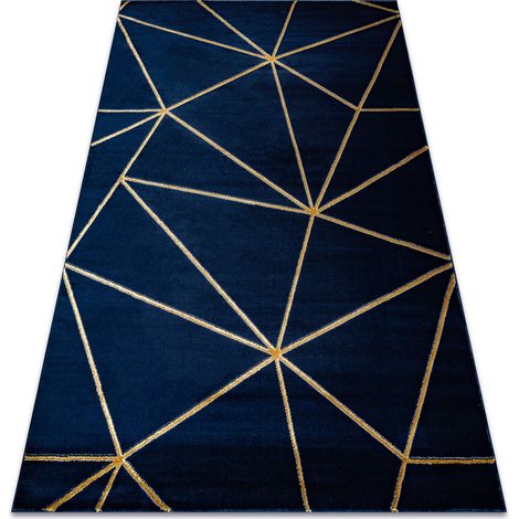 Tappeto EMERALD esclusivo 1013 glamour, elegante géométrique blu scuro / oro blue 280x370 cm