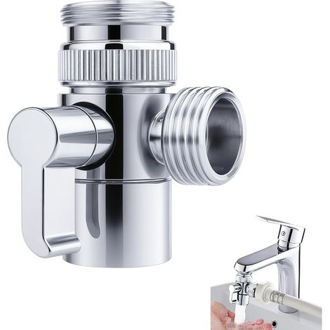 Diverteur De Robinet 3 Voies En Laiton SBA021, Avec Adaptateur M22 Vers M24, Robuste Et Résistant À La Corrosion Pour Évier Et Douche Adaptateur Robinet Lave Vaisselle Inverseur Vanne (1/5)