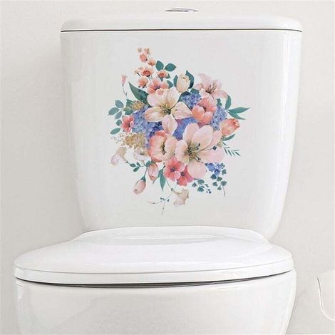 2 Pcs Autocollants pour abattant de WC Motif Fleurs Sticker pour Les Toilettes Stickers Abattant WC Deco Toilette (1/4)