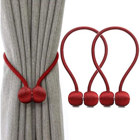 Embrasses de rideaux Embrasses de rideaux magnétiques Boucle de tressage magnétique pour rideaux (rouge) (1/3)