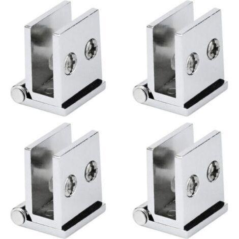 Lot de 4 Charnière pour Porte en Verre, Angle Ouverture 0° Charnières de Serrage de Meuble de Cuisine, Vitrine, Douche, pour Verre Epaisseur de 5 mm