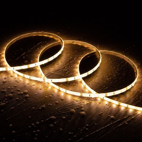 Tira LED 12V SMD 60 LED/m 5m 5W/m 400lm/m Ancho 8mm Corte 5cm IP65 2200K Súper Cálido