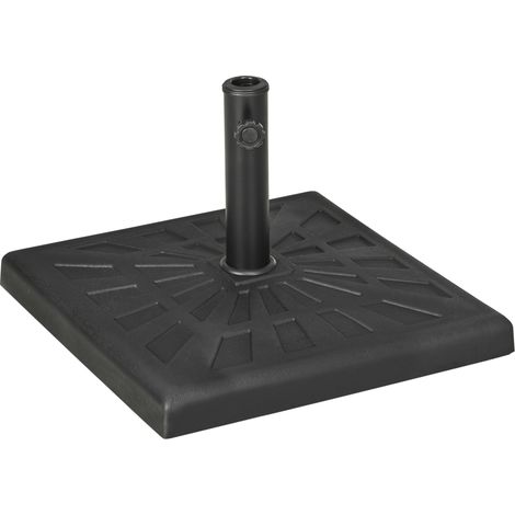 Base de parasol stable de 19 kg pour poteaux de parapluie Ø 32 / 38 / 48 mm, noir résine, 51 x 51 x 32 cm