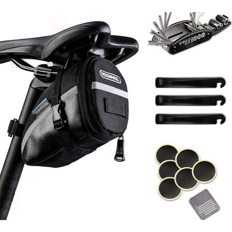 Sac Vélo Réparation et Support Vélo Téléphone Etanche, Sacoche de Selle Vélo du Guidon Universel pour VTT, Moto, Scooter,Voyageurs, Randonnée Cyclistes
