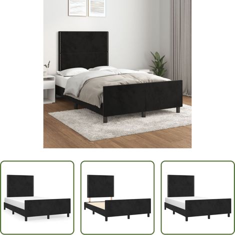 Kopfteil - Bettgestell ohne Matratze Schwarz 120x190 cm Samt (1/5)