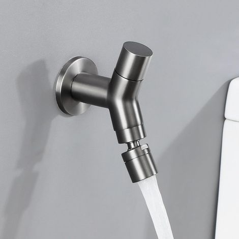 Robinet d'eau pour jardin, laiton, gris, eau froide, mural (1/5)