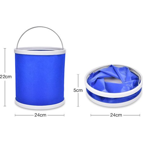 Seau pliable en tissu Oxford, 9 litres, récipient pliable multi-usages pour le nettoyage de la voiture, la pêche et le camping. (1/5)