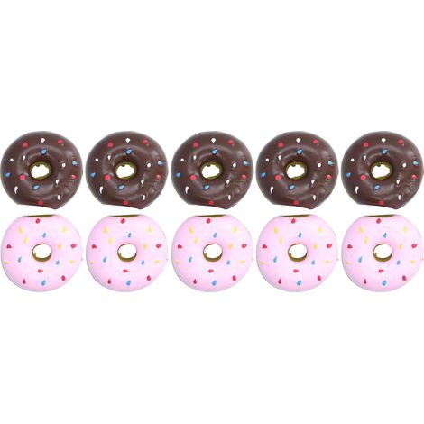Lot de 10 jouets à mâcher pour chien en latex souple en forme de donut, avec couineur, pour jouer à rapporter et mâcher de manière interactive. (1/5)