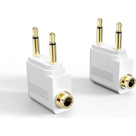 Adaptateur pour casque audio d'avion 2026 pour systèmes de divertissement en vol - Double prise mâle 3,5 mm vers femelle 3,5 mm - Compatible avec les casques audio (1/5)