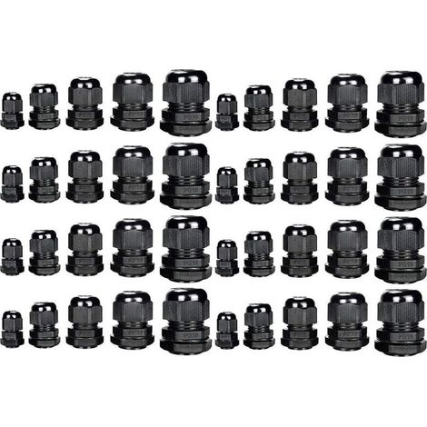 Wasserdichte, verstellbare Kabelverschraubungen aus Kunststoff, 3,5–13 mm, Kabeldichtungen, Drahtschutz, PG7, PG9, PG11, PG13,5, PG16, 40er-Packung (1/5)