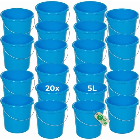 Novaliv 20 pièces seau 5L bleu avec échelle de mesure - seau de nettoyage 5 litres 22,5 cm Pratique et polyvalent avec échelle pour la maison et le