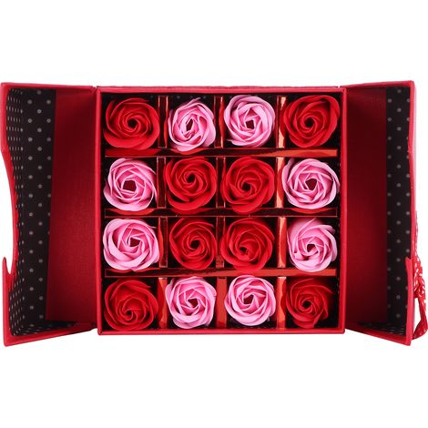 Lot de 12 roses artificielles PE avec boîte cadeau dégradé rouge, pour anniversaire, mariage, Saint-Valentin (1/5)