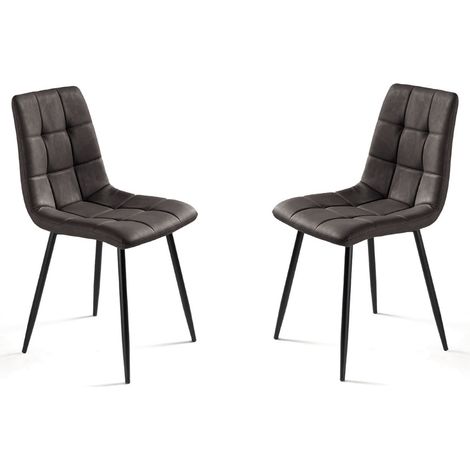 Sedia da cucina in ecopelle Antracite e gambe metallo nere - ARCA 2 sedie (1/5)