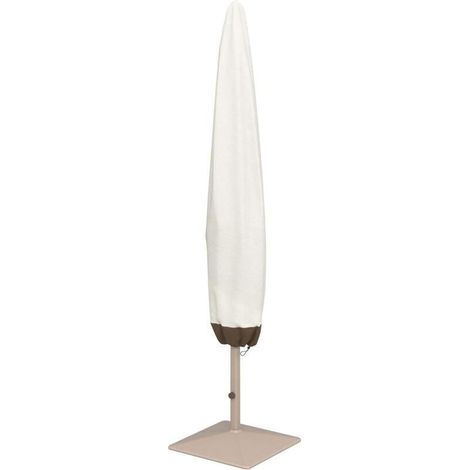 Wasserdichte und UV-beständige Schutzhülle für Bananen- oder gerade Sonnenschirme – Größe M, beige/kaffeefarben, aus strapazierfähigem Polyester